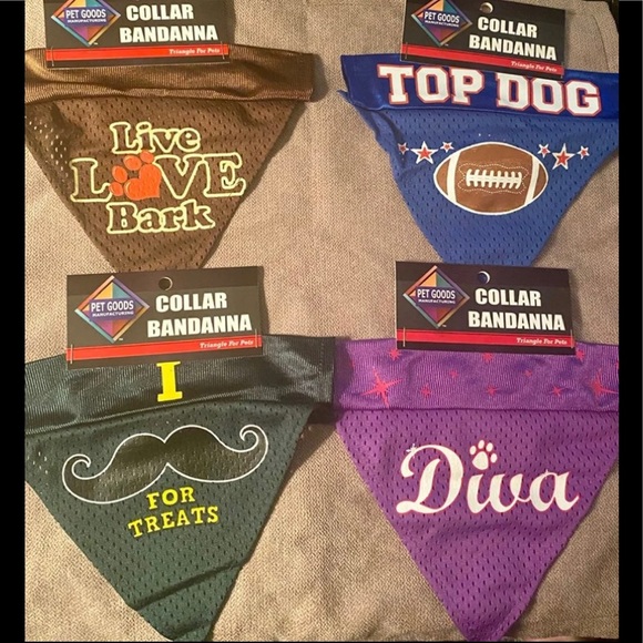 Set of 4 Over-The-Collar Dog Decorative Bandanna - Picture 1 of 4